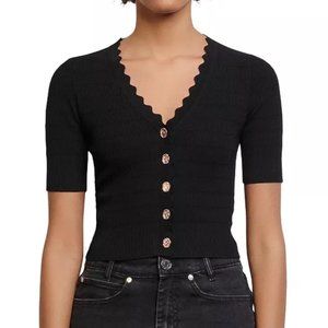 Sandro - Cecil Scalloped Short-Sleeve Cardigan